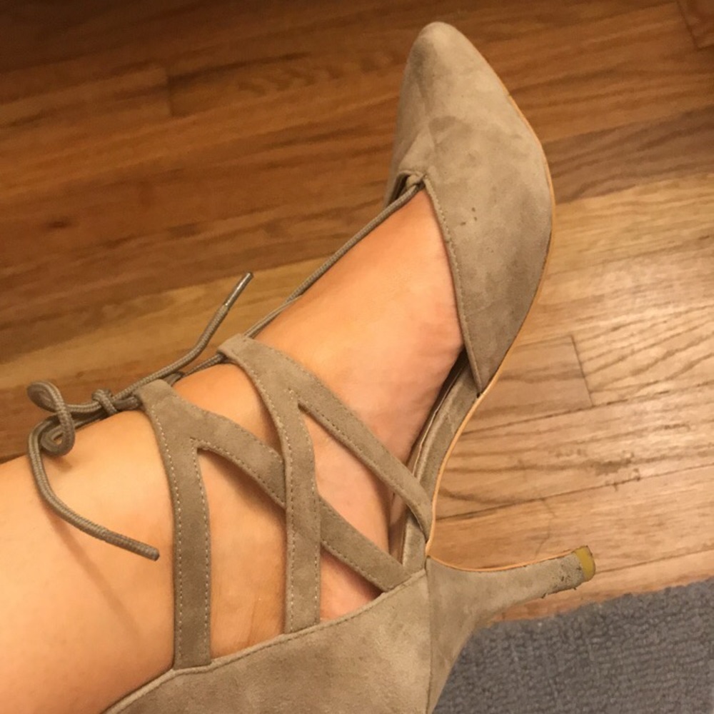 Gray suede lace up-heels - Saks Fifth Ave